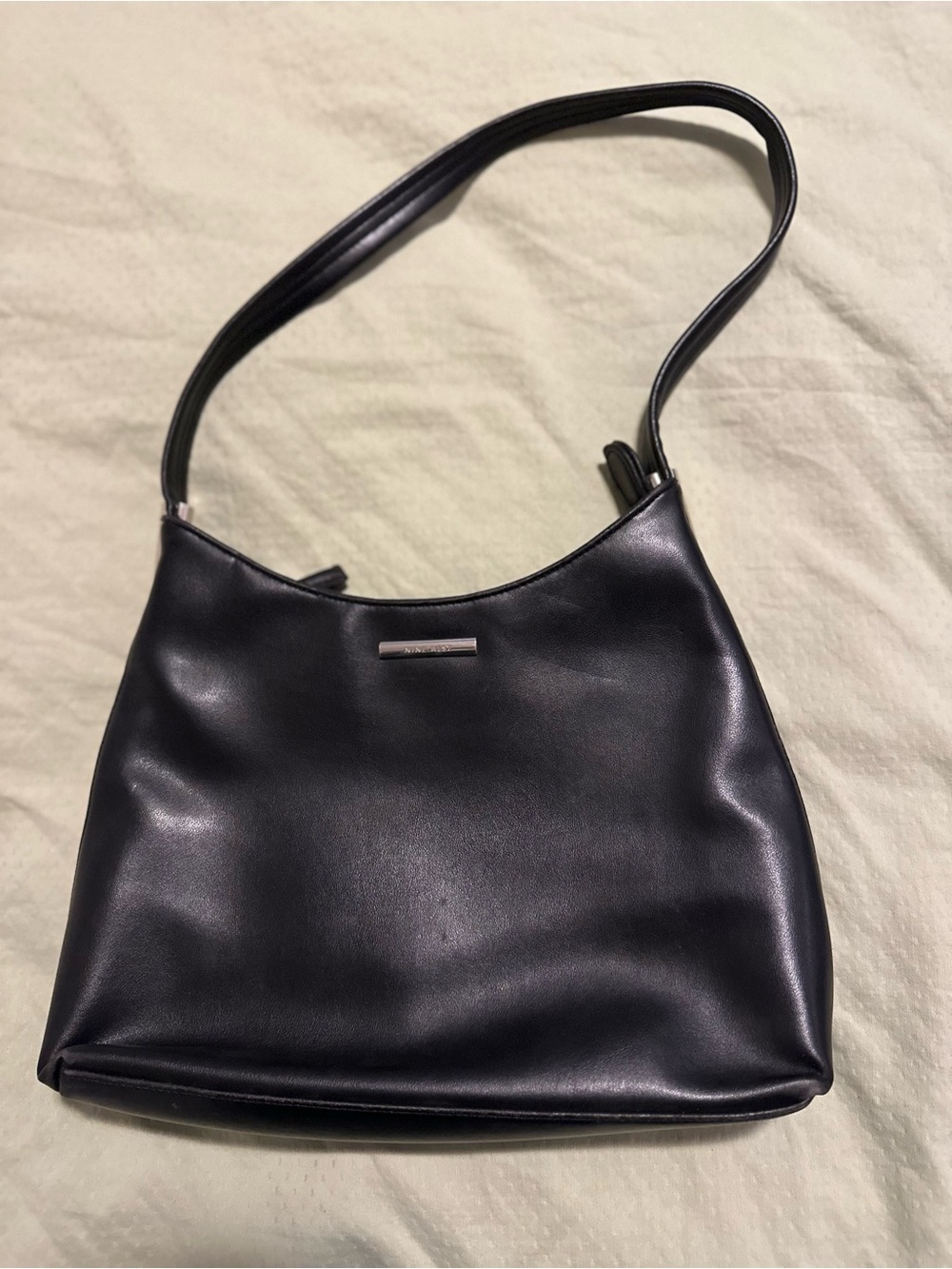 Nine West Black Leather Vintage Y2K Hobo Shoulder Bag